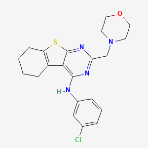 molecular formula C21H23ClN4OS B12133206 N-(3-chlorophenyl)-2-(morpholin-4-ylmethyl)-5,6,7,8-tetrahydro[1]benzothieno[2,3-d]pyrimidin-4-amine 
