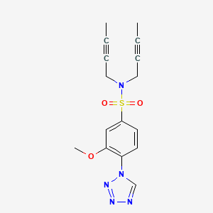 molecular formula C16H17N5O3S B1213323 N,N-bis(but-2-ynyl)-3-methoxy-4-(1-tetrazolyl)benzenesulfonamide 
