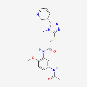 molecular formula C19H20N6O3S B12133234 N-[5-(acetylamino)-2-methoxyphenyl]-2-(4-methyl-5-(3-pyridyl)(1,2,4-triazol-3-ylthio))acetamide 