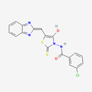 molecular formula C18H11ClN4O2S2 B12133254 N-[(5E)-5-(1H-benzimidazol-2-ylmethylidene)-4-oxo-2-thioxo-1,3-thiazolidin-3-yl]-3-chlorobenzamide 