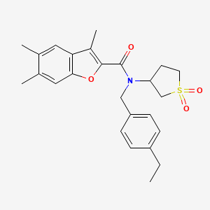 molecular formula C25H29NO4S B12133268 N-(1,1-dioxidotetrahydrothiophen-3-yl)-N-(4-ethylbenzyl)-3,5,6-trimethyl-1-benzofuran-2-carboxamide 