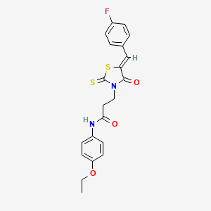 molecular formula C21H19FN2O3S2 B12133334 N-(4-ethoxyphenyl)-3-[(5Z)-5-(4-fluorobenzylidene)-4-oxo-2-thioxo-1,3-thiazolidin-3-yl]propanamide 