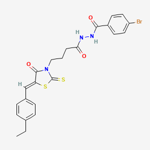 molecular formula C23H22BrN3O3S2 B12133377 4-bromo-N'-{4-[(5Z)-5-(4-ethylbenzylidene)-4-oxo-2-thioxo-1,3-thiazolidin-3-yl]butanoyl}benzohydrazide 