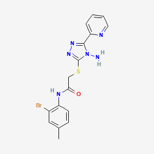 molecular formula C16H15BrN6OS B12133405 2-(4-Amino-5-pyridin-2-yl-4H-[1,2,4]triazol-3-ylsulfanyl)-N-(2-bromo-4-methyl-phenyl)-acetamide 