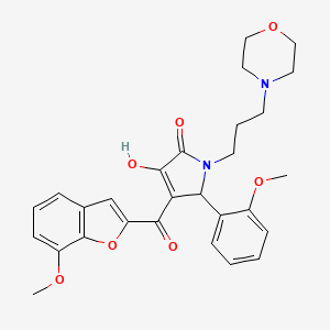 molecular formula C28H30N2O7 B12133447 3-Hydroxy-4-[(7-methoxybenzo[d]furan-2-yl)carbonyl]-5-(2-methoxyphenyl)-1-(3-m orpholin-4-ylpropyl)-3-pyrrolin-2-one 