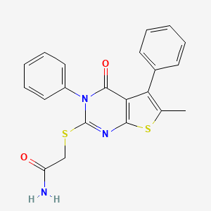 molecular formula C21H17N3O2S2 B12133460 2-({6-methyl-4-oxo-3,5-diphenyl-3H,4H-thieno[2,3-d]pyrimidin-2-yl}sulfanyl)acetamide 