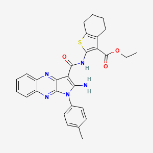molecular formula C29H27N5O3S B12133470 ethyl 2-({[2-amino-1-(4-methylphenyl)-1H-pyrrolo[2,3-b]quinoxalin-3-yl]carbonyl}amino)-4,5,6,7-tetrahydro-1-benzothiophene-3-carboxylate 