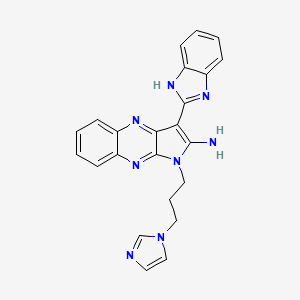 molecular formula C23H20N8 B12133474 3-(1H-benzimidazol-2-yl)-1-[3-(1H-imidazol-1-yl)propyl]-1H-pyrrolo[2,3-b]quinoxalin-2-amine 