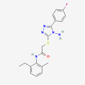 molecular formula C19H20FN5OS B12133510 2-{[4-amino-5-(4-fluorophenyl)-4H-1,2,4-triazol-3-yl]sulfanyl}-N-(2-ethyl-6-methylphenyl)acetamide 
