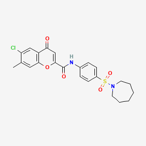 molecular formula C23H23ClN2O5S B12133575 N-[4-(azepan-1-ylsulfonyl)phenyl]-6-chloro-7-methyl-4-oxo-4H-chromene-2-carboxamide 