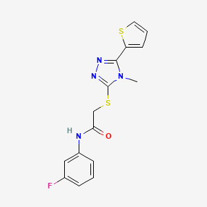 molecular formula C15H13FN4OS2 B12133617 N-(3-fluorophenyl)-2-{[4-methyl-5-(thiophen-2-yl)-4H-1,2,4-triazol-3-yl]sulfanyl}acetamide 