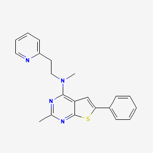 molecular formula C21H20N4S B12133619 N,2-dimethyl-6-phenyl-N-[2-(pyridin-2-yl)ethyl]thieno[2,3-d]pyrimidin-4-amine 