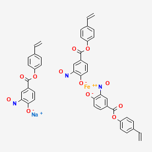 molecular formula C45H30FeN3NaO12 B1213366 Sodium;4-(4-ethenylphenoxy)carbonyl-2-nitrosophenolate;iron(2+) CAS No. 26671-45-4