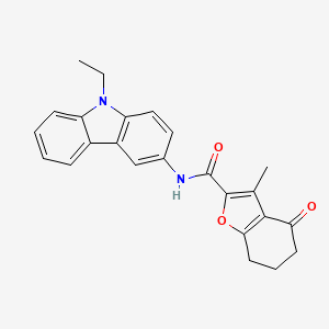 molecular formula C24H22N2O3 B12133683 N-(9-ethyl-9H-carbazol-3-yl)-3-methyl-4-oxo-4,5,6,7-tetrahydro-1-benzofuran-2-carboxamide 