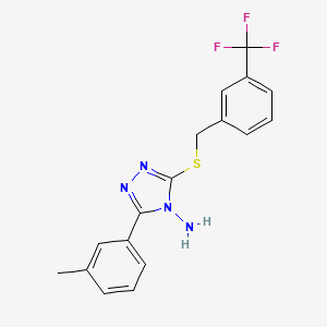 molecular formula C17H15F3N4S B12133696 3-(3-methylphenyl)-5-{[3-(trifluoromethyl)benzyl]sulfanyl}-4H-1,2,4-triazol-4-amine 