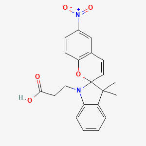 molecular formula C21H20N2O5 B1213370 1-(Beta-carboxyethyl)-3,3-dimethyl-6'-nitrospiro(indoline- 2,2'-2H-benzopyran) CAS No. 55779-26-5