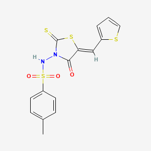 molecular formula C15H12N2O3S4 B12133706 4-methyl-N-[(5Z)-4-oxo-2-sulfanylidene-5-(thiophen-2-ylmethylidene)-1,3-thiazolidin-3-yl]benzenesulfonamide 