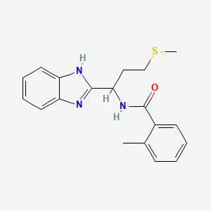 molecular formula C19H21N3OS B12133732 N-[1-(1H-benzimidazol-2-yl)-3-(methylsulfanyl)propyl]-2-methylbenzamide 