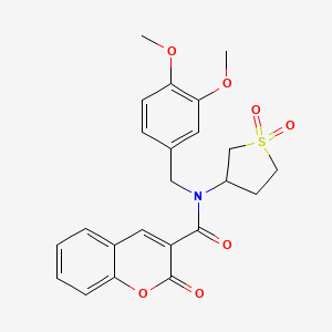 molecular formula C23H23NO7S B12133739 N-(3,4-dimethoxybenzyl)-N-(1,1-dioxidotetrahydrothiophen-3-yl)-2-oxo-2H-chromene-3-carboxamide 