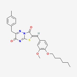 molecular formula C27H29N3O4S B12133776 (2Z)-2-[4-(hexyloxy)-3-methoxybenzylidene]-6-(4-methylbenzyl)-7H-[1,3]thiazolo[3,2-b][1,2,4]triazine-3,7(2H)-dione 