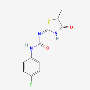molecular formula C11H10ClN3O2S B12133802 1-(4-Chlorophenyl)-3-(5-methyl-4-oxo-4,5-dihydro-1,3-thiazol-2-yl)urea 