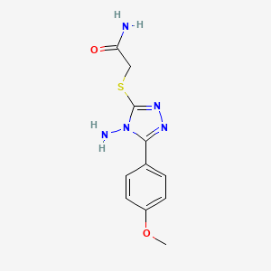 molecular formula C11H13N5O2S B12133945 2-[4-Amino-5-(4-methoxyphenyl)-1,2,4-triazol-3-ylthio]acetamide 
