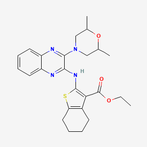 molecular formula C25H30N4O3S B12133948 Ethyl 2-{[3-(2,6-dimethylmorpholin-4-yl)quinoxalin-2-yl]amino}-4,5,6,7-tetrahydro-1-benzothiophene-3-carboxylate 
