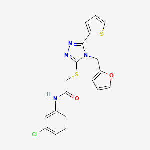 molecular formula C19H15ClN4O2S2 B12134016 N-(3-chlorophenyl)-2-{[4-(furan-2-ylmethyl)-5-(thiophen-2-yl)-4H-1,2,4-triazol-3-yl]sulfanyl}acetamide 