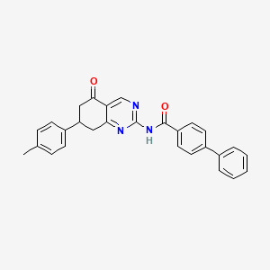 molecular formula C28H23N3O2 B12134034 N-[7-(4-methylphenyl)-5-oxo-5,6,7,8-tetrahydroquinazolin-2-yl]biphenyl-4-carboxamide 