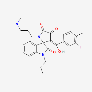 molecular formula C27H30FN3O4 B12134051 1'-[3-(dimethylamino)propyl]-3'-[(3-fluoro-4-methylphenyl)carbonyl]-4'-hydroxy-1-propylspiro[indole-3,2'-pyrrole]-2,5'(1H,1'H)-dione 