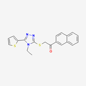 molecular formula C20H17N3OS2 B12134058 2-[(4-Ethyl-5-thiophen-2-yl-1,2,4-triazol-3-yl)sulfanyl]-1-naphthalen-2-ylethanone 