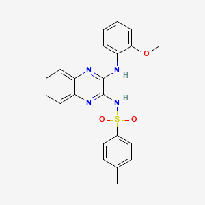molecular formula C22H20N4O3S B12134076 N-{3-[(2-methoxyphenyl)amino]quinoxalin-2-yl}-4-methylbenzenesulfonamide 