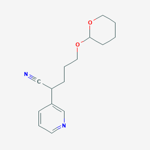 molecular formula C15H20N2O2 B121341 5-[(Oxan-2-yl)oxy]-2-(pyridin-3-yl)pentanenitrile CAS No. 143619-82-3