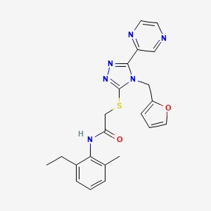 molecular formula C22H22N6O2S B12134116 N-(2-ethyl-6-methylphenyl)-2-{[4-(furan-2-ylmethyl)-5-(pyrazin-2-yl)-4H-1,2,4-triazol-3-yl]sulfanyl}acetamide 