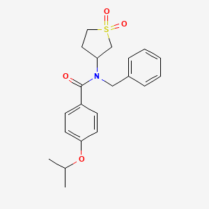 molecular formula C21H25NO4S B12134143 N-benzyl-N-(1,1-dioxidotetrahydrothiophen-3-yl)-4-(propan-2-yloxy)benzamide 