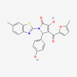 molecular formula C24H18N2O5S B12134153 3-Hydroxy-5-(4-hydroxy-phenyl)-1-(6-methyl-benzothiazol-2-yl)-4-(5-methyl-furan-2-carbonyl)-1,5-dihydro-pyrrol-2-one 