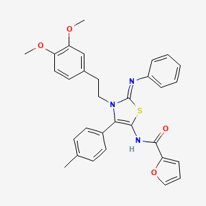 molecular formula C31H29N3O4S B12134159 N-[(2E)-3-[2-(3,4-dimethoxyphenyl)ethyl]-4-(4-methylphenyl)-2-(phenylimino)-2,3-dihydro-1,3-thiazol-5-yl]furan-2-carboxamide 