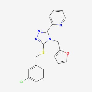 molecular formula C19H15ClN4OS B12134181 2-[5-[(3-Chlorophenyl)methylsulfanyl]-4-(furan-2-ylmethyl)-1,2,4-triazol-3-yl]pyridine 