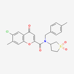 molecular formula C23H22ClNO5S B12134206 6-chloro-N-(1,1-dioxidotetrahydrothiophen-3-yl)-7-methyl-N-(4-methylbenzyl)-4-oxo-4H-chromene-2-carboxamide 