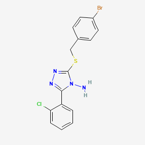 molecular formula C15H12BrClN4S B12134223 5-[(4-Bromophenyl)methylthio]-3-(2-chlorophenyl)-1,2,4-triazole-4-ylamine 