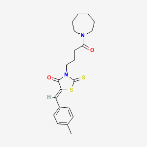 molecular formula C21H26N2O2S2 B12134233 (5Z)-3-[4-(azepan-1-yl)-4-oxobutyl]-5-(4-methylbenzylidene)-2-thioxo-1,3-thiazolidin-4-one 