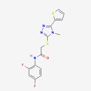 molecular formula C15H12F2N4OS2 B12134250 N-(2,4-difluorophenyl)-2-{[4-methyl-5-(thiophen-2-yl)-4H-1,2,4-triazol-3-yl]sulfanyl}acetamide 