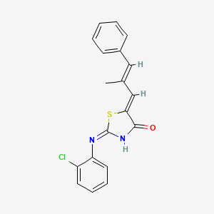 molecular formula C19H15ClN2OS B12134259 (5Z)-2-[(2-chlorophenyl)amino]-5-[(2E)-2-methyl-3-phenylprop-2-en-1-ylidene]-1,3-thiazol-4(5H)-one 