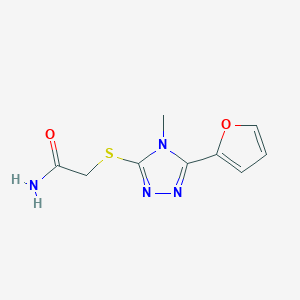 molecular formula C9H10N4O2S B12134264 2-{[5-(furan-2-yl)-4-methyl-4H-1,2,4-triazol-3-yl]sulfanyl}acetamide 