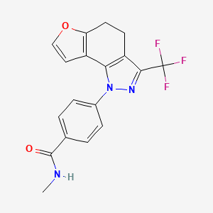 molecular formula C18H14F3N3O2 B12134307 N-methyl-4-[3-(trifluoromethyl)-4,5-dihydro-1H-furo[2,3-g]indazol-1-yl]benzamide 