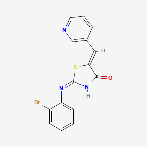 molecular formula C15H10BrN3OS B12134320 (2E,5Z)-2-[(2-bromophenyl)imino]-5-(pyridin-3-ylmethylidene)-1,3-thiazolidin-4-one 