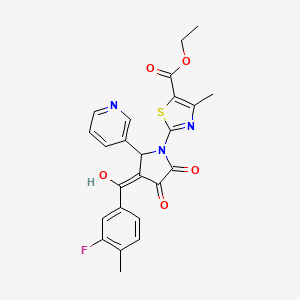 molecular formula C24H20FN3O5S B12134337 Ethyl 2-(3-(3-fluoro-4-methylbenzoyl)-4-hydroxy-5-oxo-2-(pyridin-3-yl)-2,5-dihydro-1H-pyrrol-1-yl)-4-methylthiazole-5-carboxylate CAS No. 618072-71-2