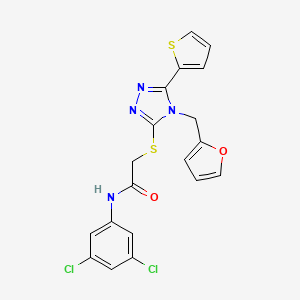 molecular formula C19H14Cl2N4O2S2 B12134355 N-(3,5-dichlorophenyl)-2-{[4-(furan-2-ylmethyl)-5-(thiophen-2-yl)-4H-1,2,4-triazol-3-yl]sulfanyl}acetamide 