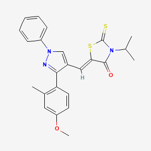molecular formula C24H23N3O2S2 B12134399 (5Z)-5-{[3-(4-methoxy-2-methylphenyl)-1-phenyl-1H-pyrazol-4-yl]methylidene}-3-(propan-2-yl)-2-thioxo-1,3-thiazolidin-4-one 