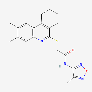 molecular formula C20H22N4O2S B1213445 2-[(2,3-dimethyl-7,8,9,10-tetrahydrophenanthridin-6-yl)thio]-N-(4-methyl-1,2,5-oxadiazol-3-yl)acetamide 